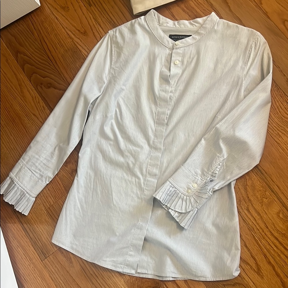 Light Blue Striped womens blouse